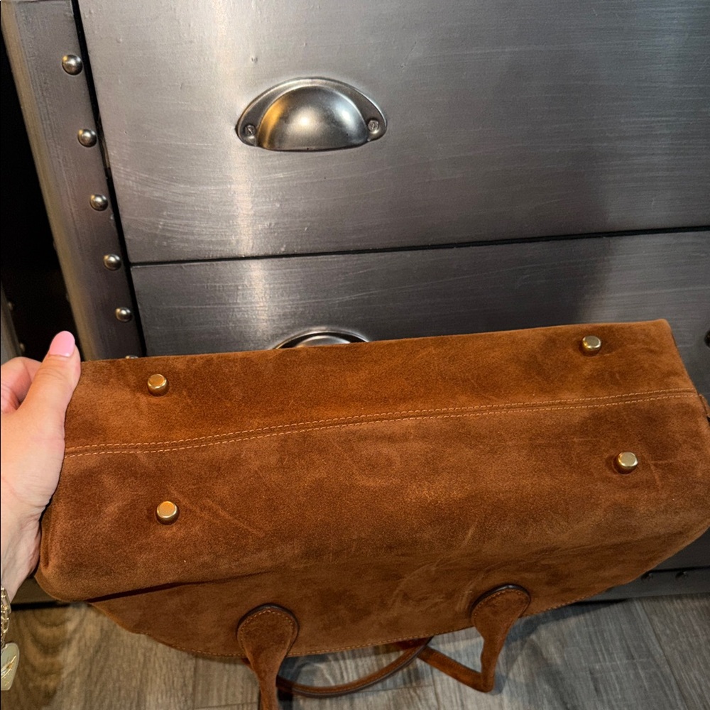 Coach Empire 34 Suede Shoulder Bag Classic Dark Brown Suede LIKE NEW AUTHENTIC ✨ - Picture 5 of 16